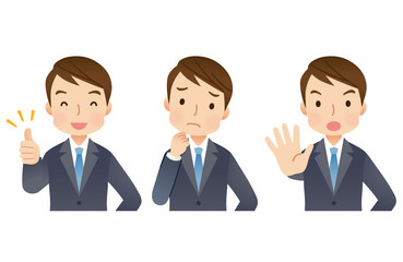 スーツを着た男性　ビジネスマン　表情セット