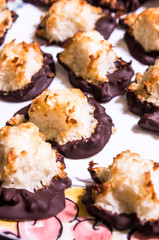 Chocolate dipped coconut macaroons