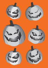 Pumpkin Smiley Faces Cut-out Isolated on Orange Background