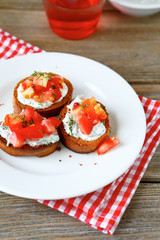 Delicious bruschetta with cheese