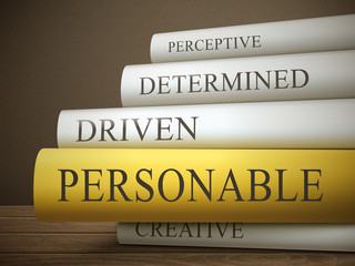 book title of personable isolated on a wooden table