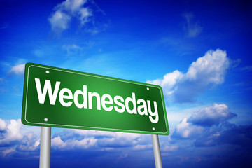 Wednesday Green Road Sign, days of the week concept