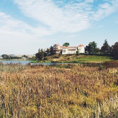 Old European castle on the lake