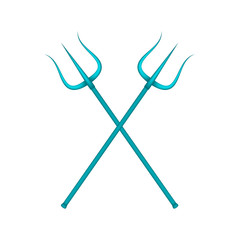 Two crossed tridents in blue design