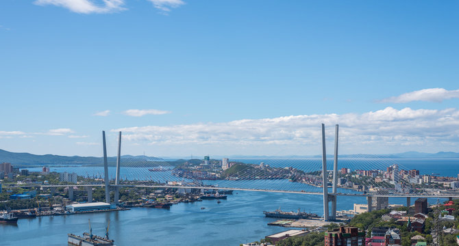 High resolution photo of Vladivostok cityscape, daylight view.