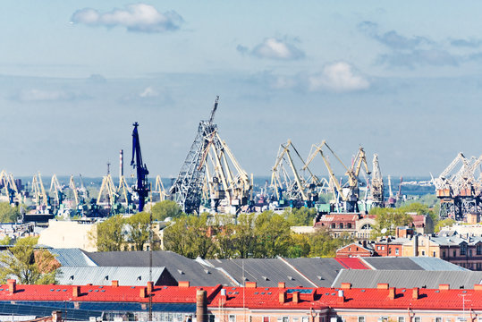 Aerial view of Saint Petersburg from Saint Isaac's Cathedral wit