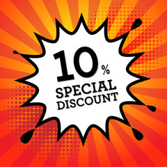 Comic book explosion with text Special Discount, vector