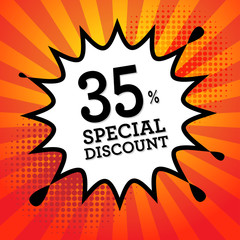 Comic book explosion with text Special Discount, vector
