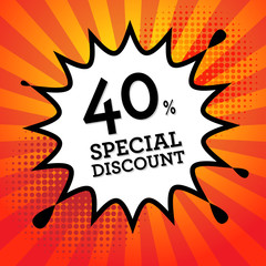 Comic book explosion with text Special Discount, vector