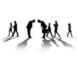 Obraz premium Silhouette Business People Discussion Communication Concept