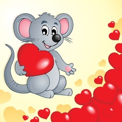 Valentine theme with mouse and hearts