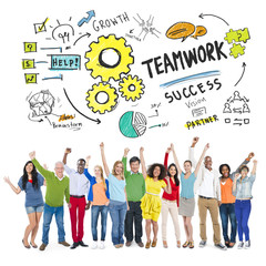 Teamwork Team Together Collaboration People Celebration Concept