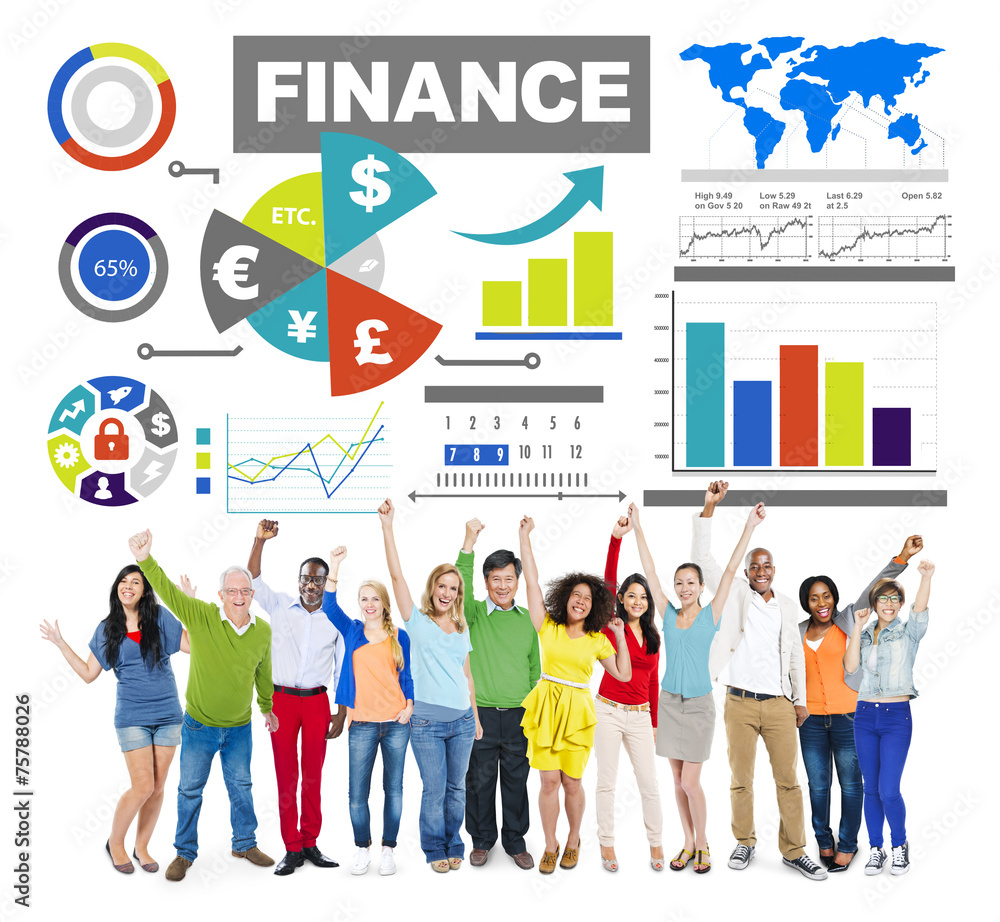 Poster finance bar graph chart investment money business concept - Posters