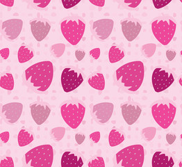 Pink strawberry seamless pattern