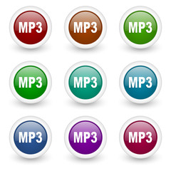 mp3 colorful web icons vector set