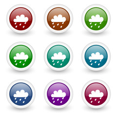  rain colorful web icons vector set