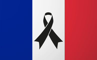 France flag with a black ribbon