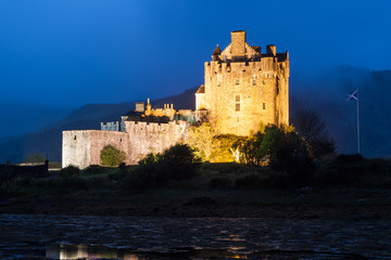 Eilean Donan Castle at night, Scotland, Uk