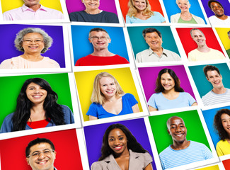 Faces People Diversity Multiethnic Group Cheerful Concept