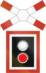 Old design (1945) of a Warnkreuz/German warning sign for unguarded level crossing with signal lights