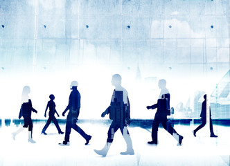 Organization Business People Commuter Silhouette Concept