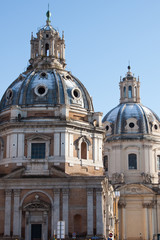 Santa Maria di Loreto with snow in Rome, Italy