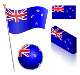 Obraz na płótnie Canvas New Zealand Flag Set