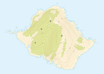 topographic map of a fictional island