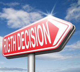 right decision or choice