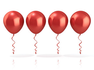 Red balloons, isolated on white background 