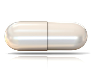White 3D pill isolated on white background 