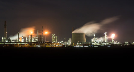 refinery at night