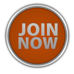 Join now circular icon on white background