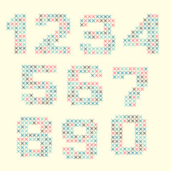 Colorful Numbers made of cross stitches