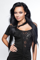 Naklejka premium Young woman with black hair