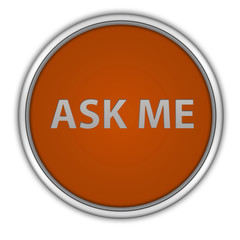 ask me circular icon on white background
