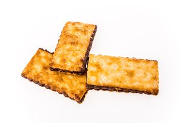 closeup biscuit on white background