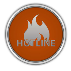 Hotline circular icon on white background