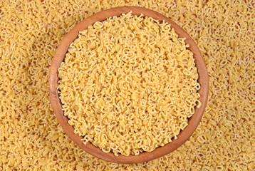 Alphabet pasta in a bowl