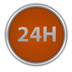 24 hours circular icon on white background