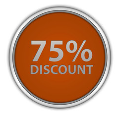 Discount 75 circular icon on white background