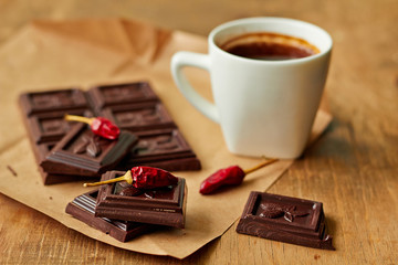 Dark chocolate, hot pepper and a cup of coffee