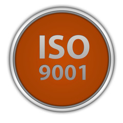 Iso 9001 circular icon on white background