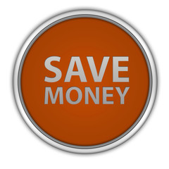 Save money circular icon on white background