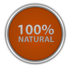 100% natural circular icon on white background