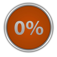 Zero percent circular icon on white background