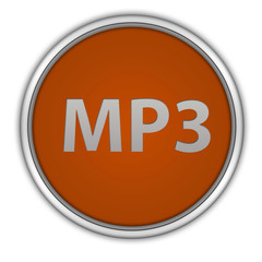 MP3 circular icon on white background