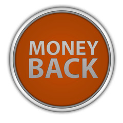 Money back circular icon on white background
