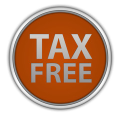 Tax free circular icon on white background