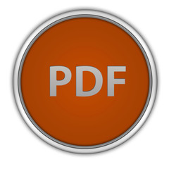 Pdf circular icon on white background
